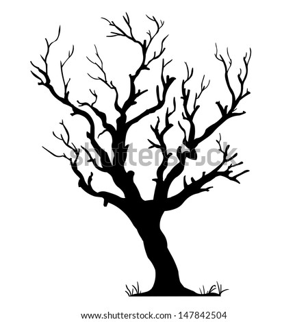 Vector Black Silhouette Bare Tree Stock Vector (Royalty Free) 147842504