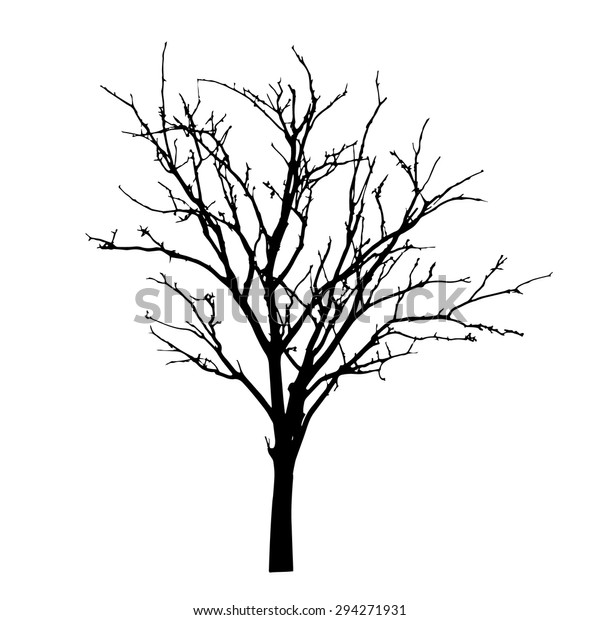 Vector Black Silhouette Bare Tree Stock Vector (Royalty Free) 294271931 ...