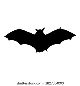 Vector Black Silhouette of Bat. Halloween Icon.