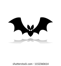 Vector black silhouette of bat. Logo isolated on white