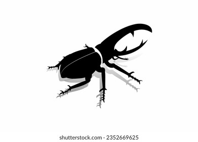Vector black silhouette beetle silhouettes vector illustration  isolated on a white background.