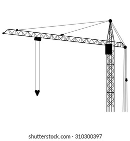 Vector Black Silhouette Building Tower Crane