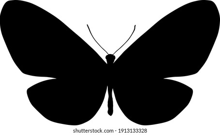 vector black silhouette of a butterfly isolated on white background