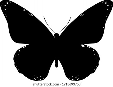 vector black silhouette of a butterfly isolated on white background
