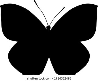 silueta negra vectorial de una mariposa aislada en fondo blanco