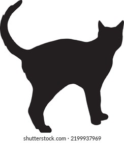 Vector of a black silhouette of a cat on a white background