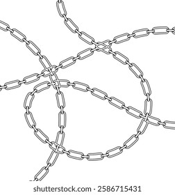 Vector black silhouette chain with lock. Isolated on transparent background. Concept of protection. Vector chains icon. Silhouette chain. EPS 10.