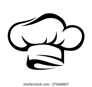 Vector black silhouette of a chef hat isolated on a white background.