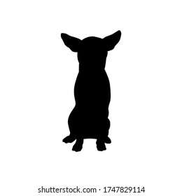 Silueta negra vectorial del perro chihuahua aislado en fondo blanco