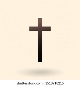 Vector Black Silhouette of Cross. Religion Icon. Christian Symbol.