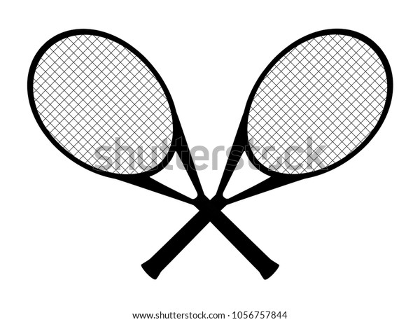 Vector Black Silhouette Crossed Tennis Rackets Stock Vector (Royalty ...