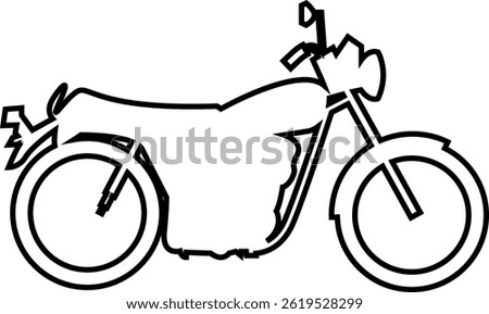 Vector black silhouette of a cruiser motorcycle with a stylish, relaxed design. Perfect for biker lifestyle illustrations, road trip graphics, adventure riding themes, and transportation concepts.