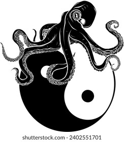 silueta negra vectorial del logotipo del Octopus del Mar Profundo