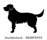 Vector black silhouette of a dog isolated on a white background.