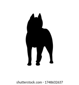 Vector black silhouette of dog isolated on white background