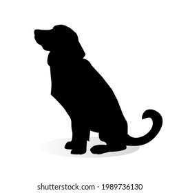 Vector black silhouette of a dog isolated on white background