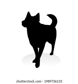Silueta negra vectorial de un perro aislado en fondo blanco