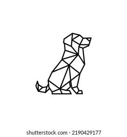 Silueta negra vectorial de un perro aislado en un fondo blanco.