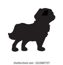 Silueta negra vectorial de un perro aislado en un fondo blanco.