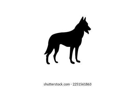 Vector black silhouette of a dog isolated on a white background.