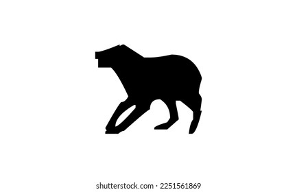 Vector black silhouette of a dog isolated on a white background.
