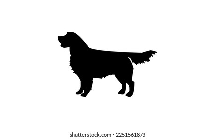 Vector black silhouette of a dog isolated on a white background.