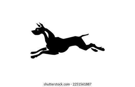 Vector black silhouette of a dog isolated on a white background.