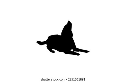 Vector black silhouette of a dog isolated on a white background.