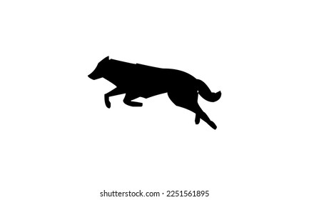 Vector black silhouette of a dog isolated on a white background.
