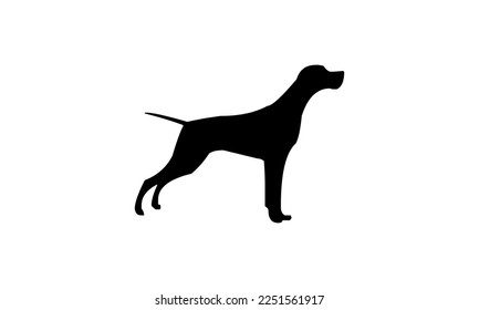 Vector black silhouette of a dog isolated on a white background.