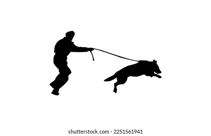 Vector black silhouette of a dog isolated on a white background.