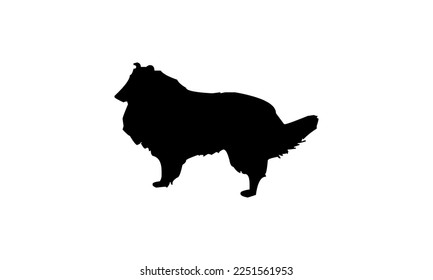 Vector black silhouette of a dog isolated on a white background.
