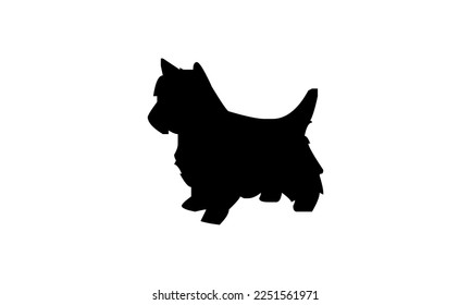 Vector black silhouette of a dog isolated on a white background.