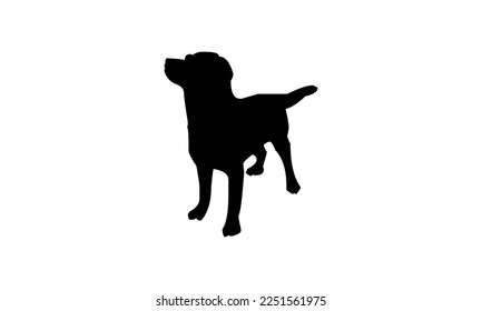 Vector black silhouette of a dog isolated on a white background.