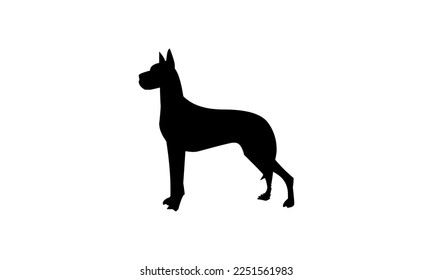 Vector black silhouette of a dog isolated on a white background.