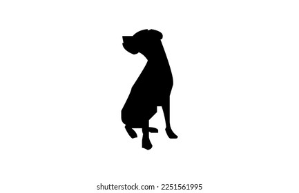 Vector black silhouette of a dog isolated on a white background.