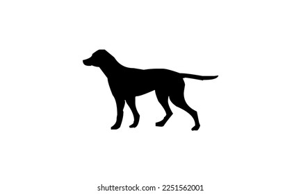 Vector black silhouette of a dog isolated on a white background.