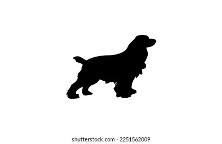 Vector black silhouette of a dog isolated on a white background.