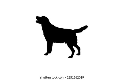 Vector black silhouette of a dog isolated on a white background.