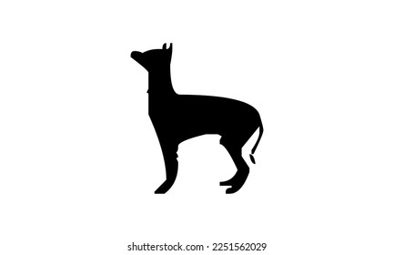 Vector black silhouette of a dog isolated on a white background.