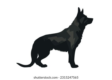 Vector black silhouette of a dog isolated on a white background.