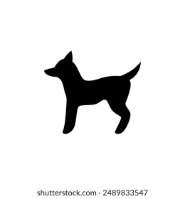 Vector black silhouette of a dog isolated on a white background.