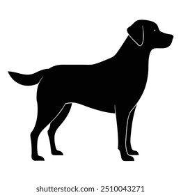 Vector black silhouette of a dog isolated on a white background