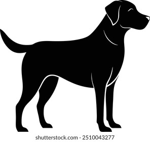 Vector black silhouette of a dog isolated on a white background