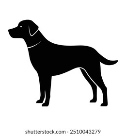 Vector black silhouette of a dog isolated on a white background