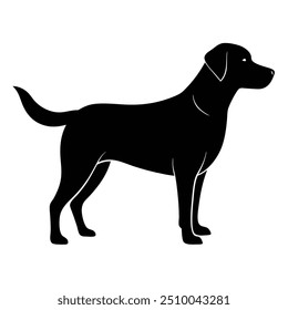 Vector black silhouette of a dog isolated on a white background