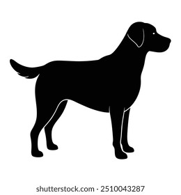 Vector black silhouette of a dog isolated on a white background