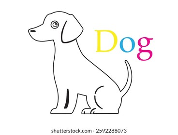 Vector black silhouette of a dog isolated on a white background