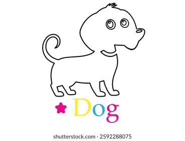 Vector black silhouette of a dog isolated on a white background