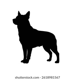 Vector black silhouette of a dog isolated on a white background.